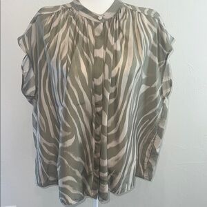 Banana Republic Serenade Silk Zebra Print Top - Size L